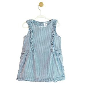 Carter's Blue and White Striped Sleeveless Top with Ruffle Accents | Girls 4T